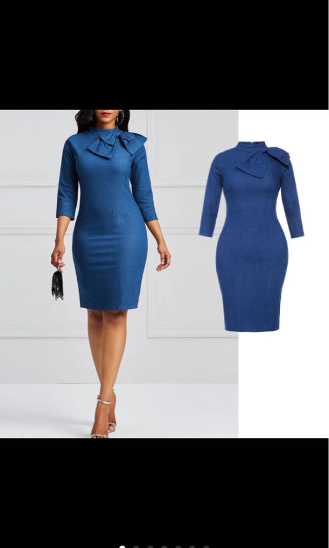 denim bodycon midi dress