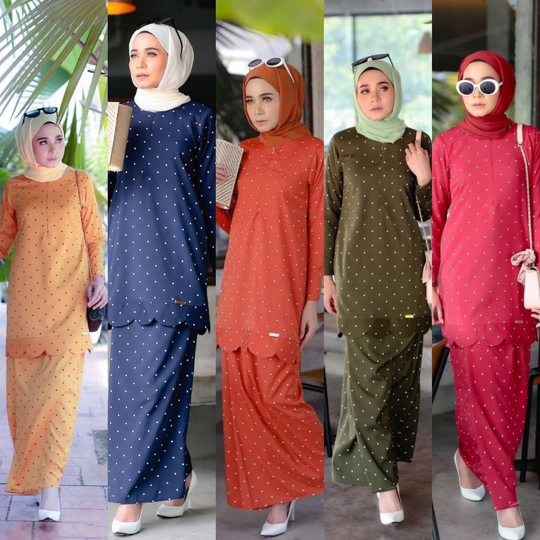 Dot Dot Kurung Baju Bridesmaids Top Blouse Peplum Abaya Abayah