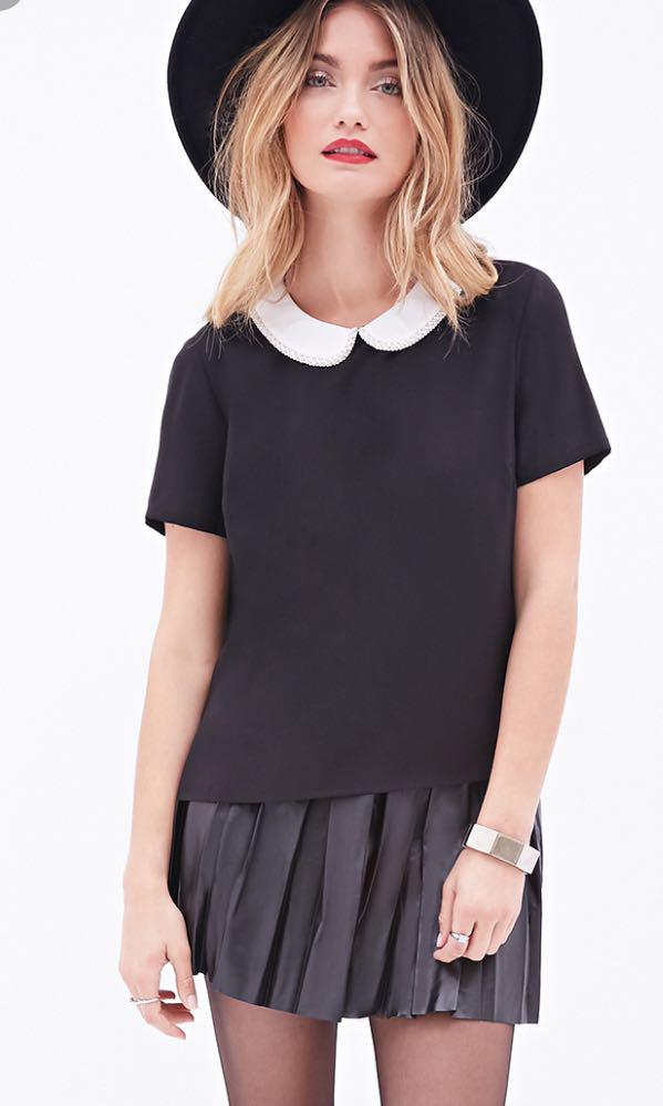 peter pan collar top h&m