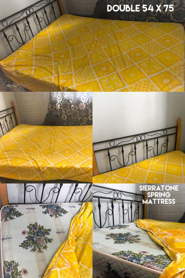 Iron Bed Frame And Spring Mattress For Sale 54x75