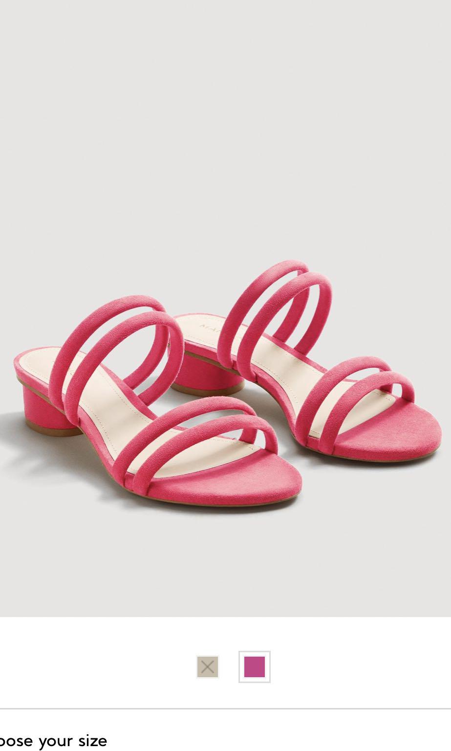 hot pink low heel sandals