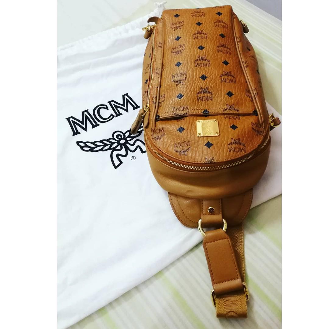 Mcm Stark Sling Cross Body Bag In Cognac