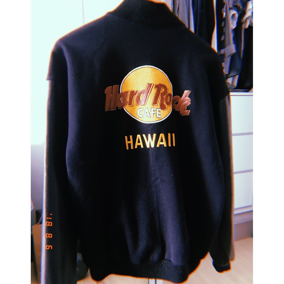 Men S Hard Rock Cafe Hawaii Er Leather Jacket In Black