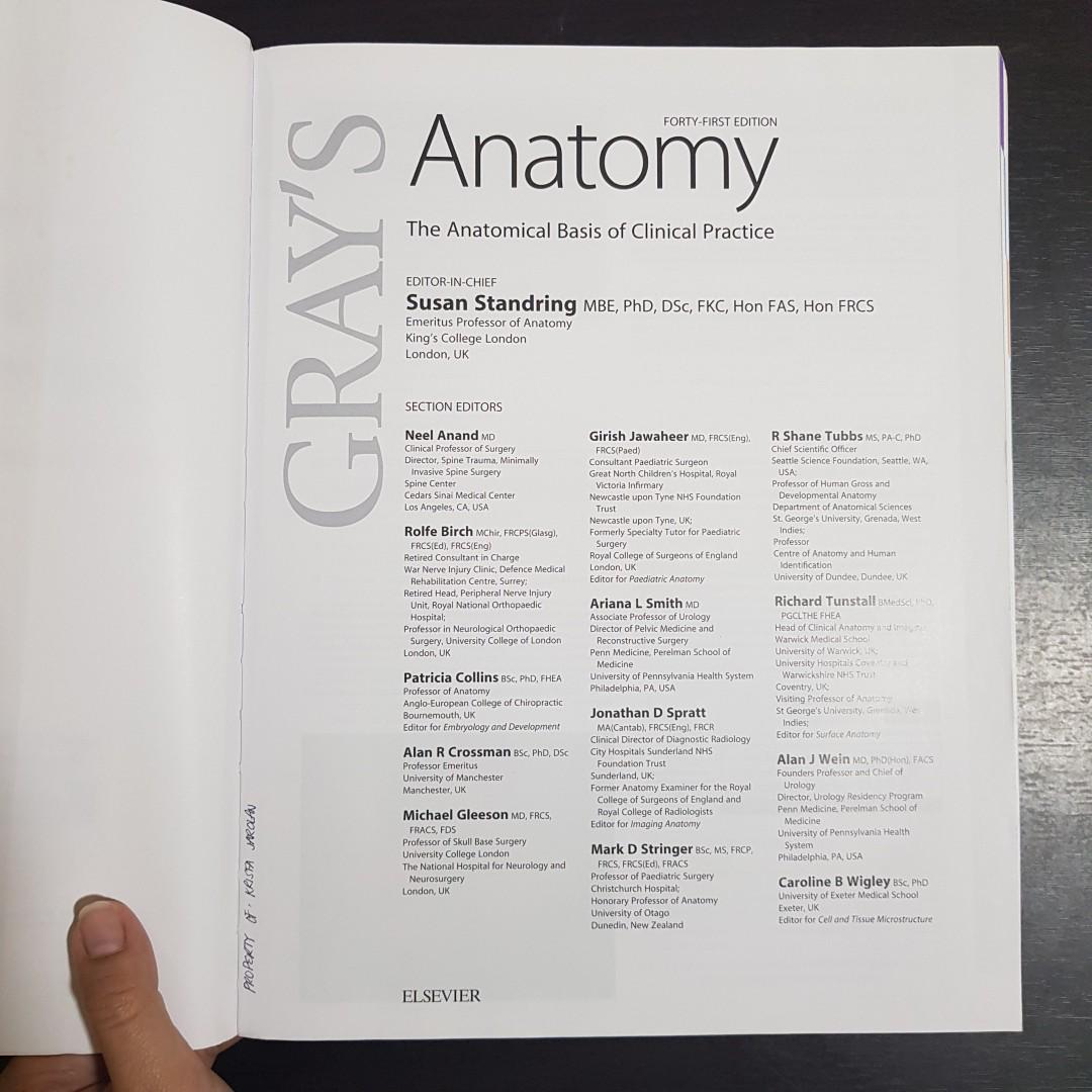ORIGINAL Gray's Anatomy The Anatomical Basis of Clinical Practice (41st