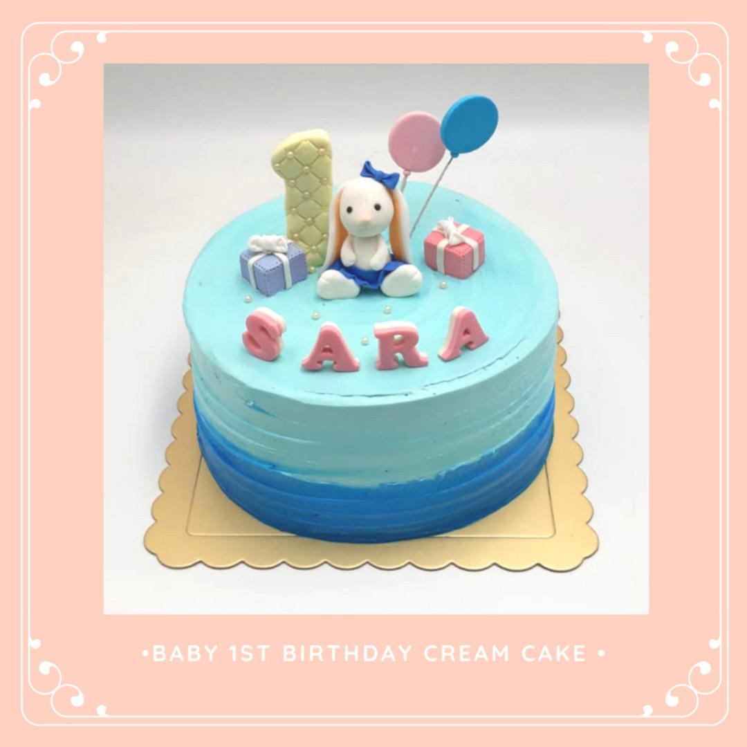 pretty bunny topper for baby girl 1st birthday cream cake singaporecake 1535625149 74032b060 progressive