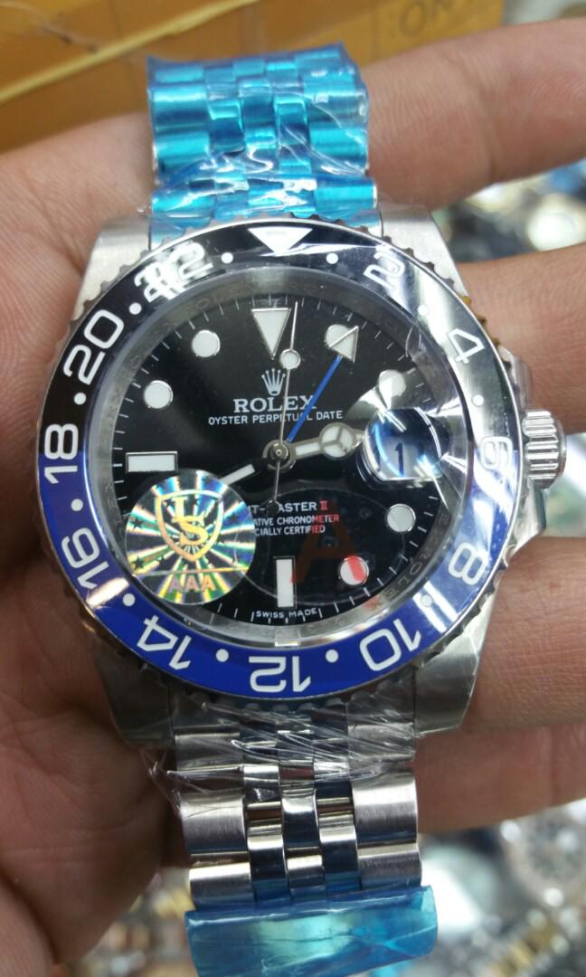 Rolex Gmt Master Ii Batman Swiss Grade Fesyen Pria Jam Tangan Di Carousell