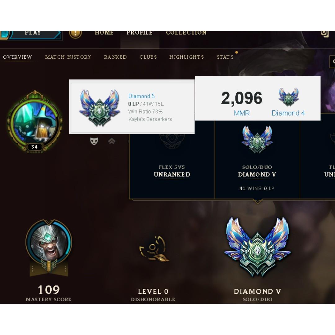 Sg My Garena Lol League Of Legends D5 73 W R Account Toys Games Video Gaming In Game Products On Carousell