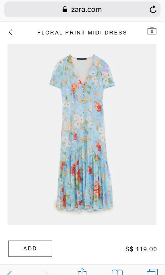 floral print midi dress zara