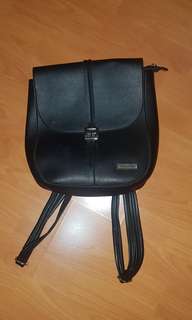 Black Faux Leather Backpack / Bag
