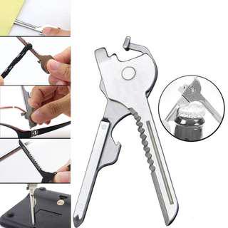 PROMO  - Util key shape Mini Multi Tool Multipurpose Opener Screwdriver ring keychain pocket survive edc gear utility pocket kit (OEM) Key-shaped 6 in 1 tool.  Singpost Normal Delivery