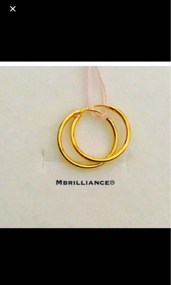15mm plain Bali loop earrings 916 Gold Mbrilliance Women s