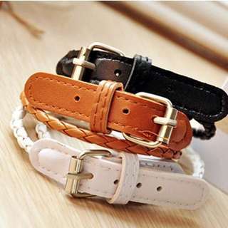 Leather Belt Double Wrap Bracelet