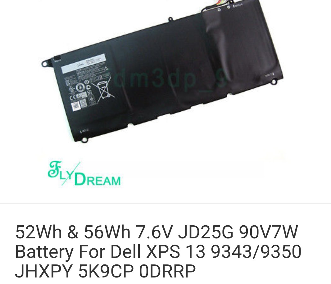 52wh 56wh 7 6v Jd25g 90v7w Battery For Dell Xps 13 9343 9350 Jhxpy 5k9cp 0drrp Electronics Computers Others On Carousell