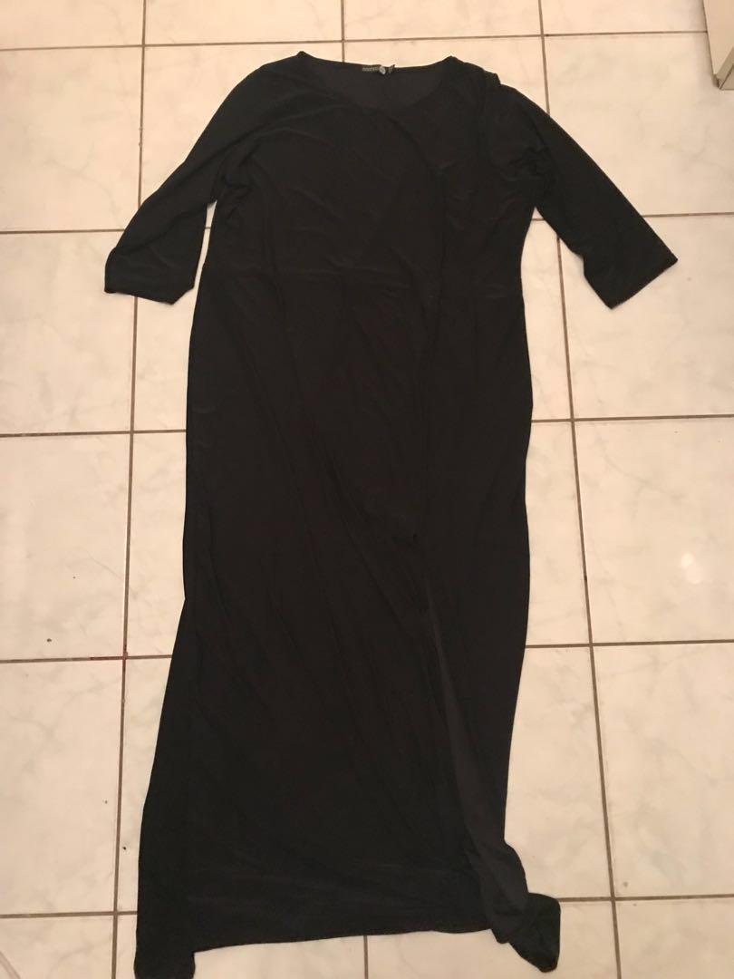 Boohoo Black Maxi Dress With Sleeves Plus Size Women S Fashion