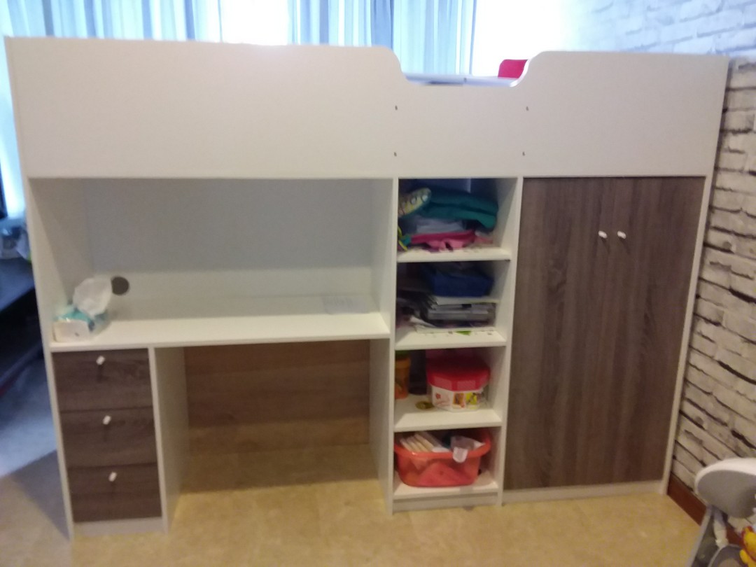 bunk bed with cabinet