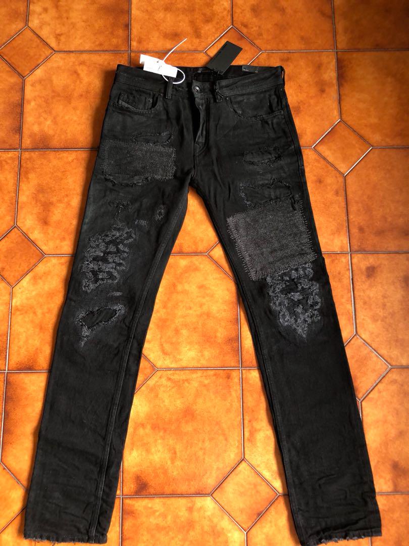 diesel black distressed jeans