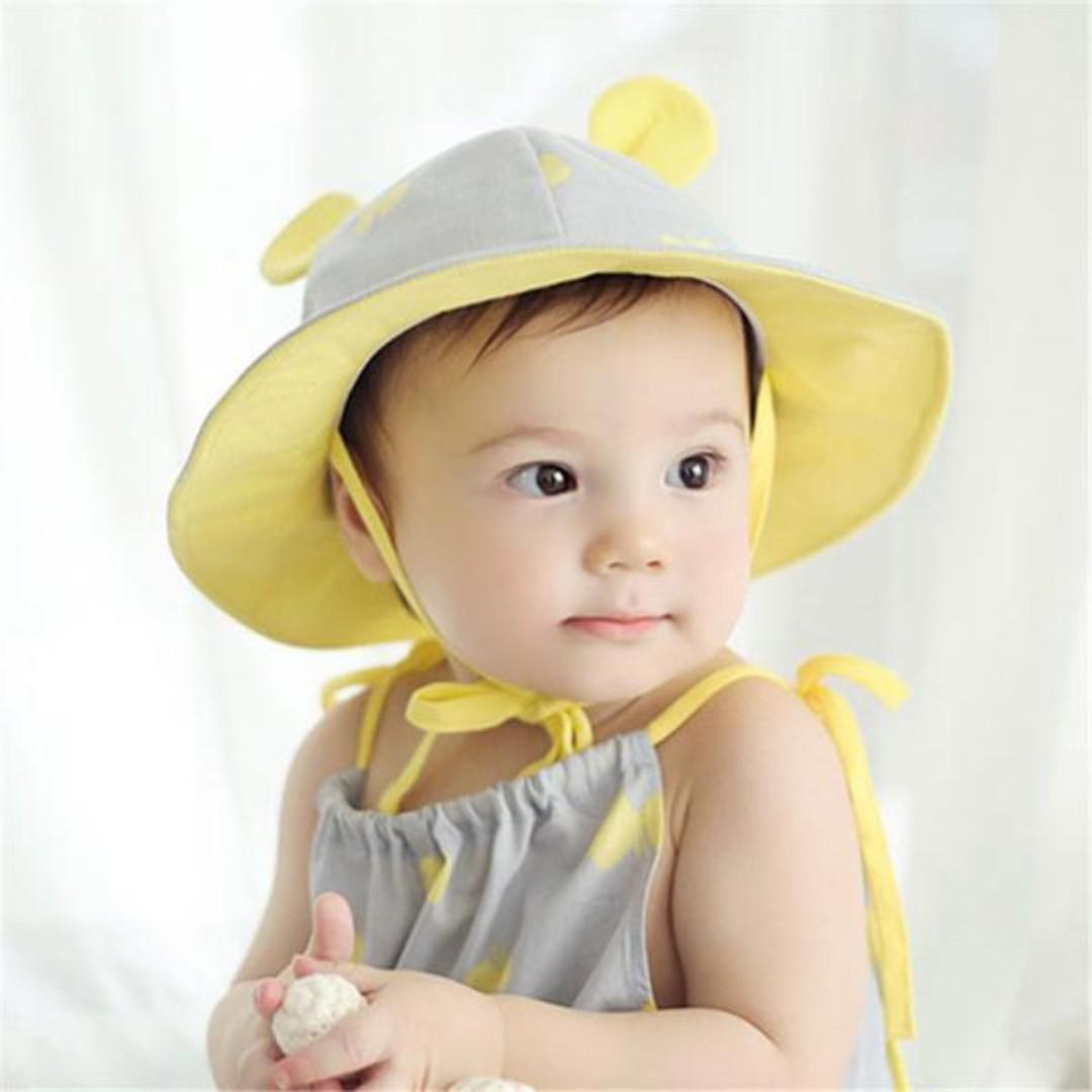 Instock Korean Style Butterfly Grey Yellow Round Sun Hat Cap