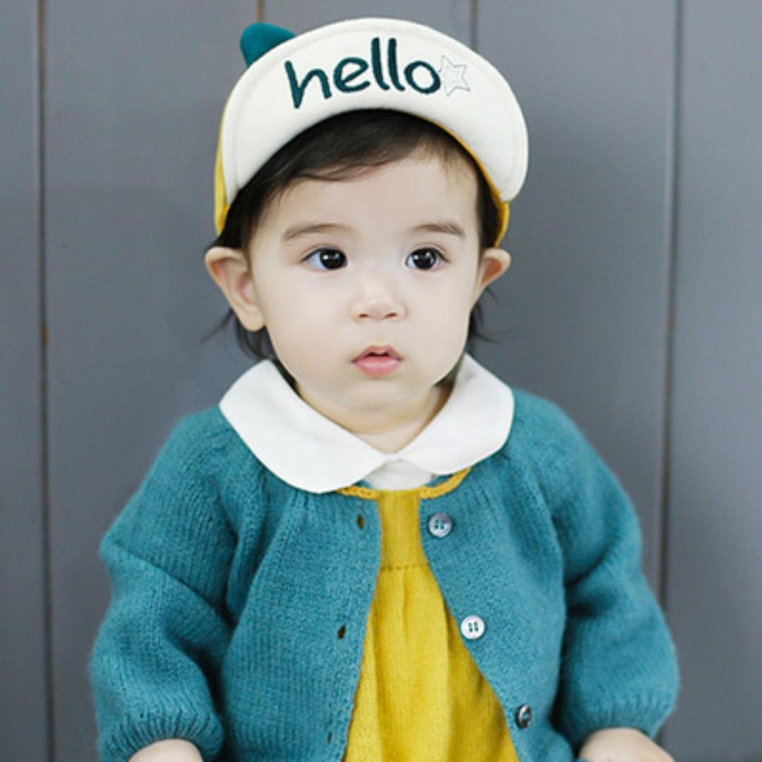 Instock Korean Style Hello Hat Yellow Cap For Baby Toddler Boy