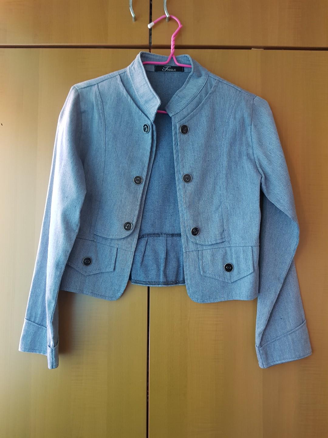 light blue cropped jacket