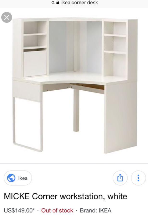 Micke Corner Workstation Desk Ikea Home Furniture Others On Carousell