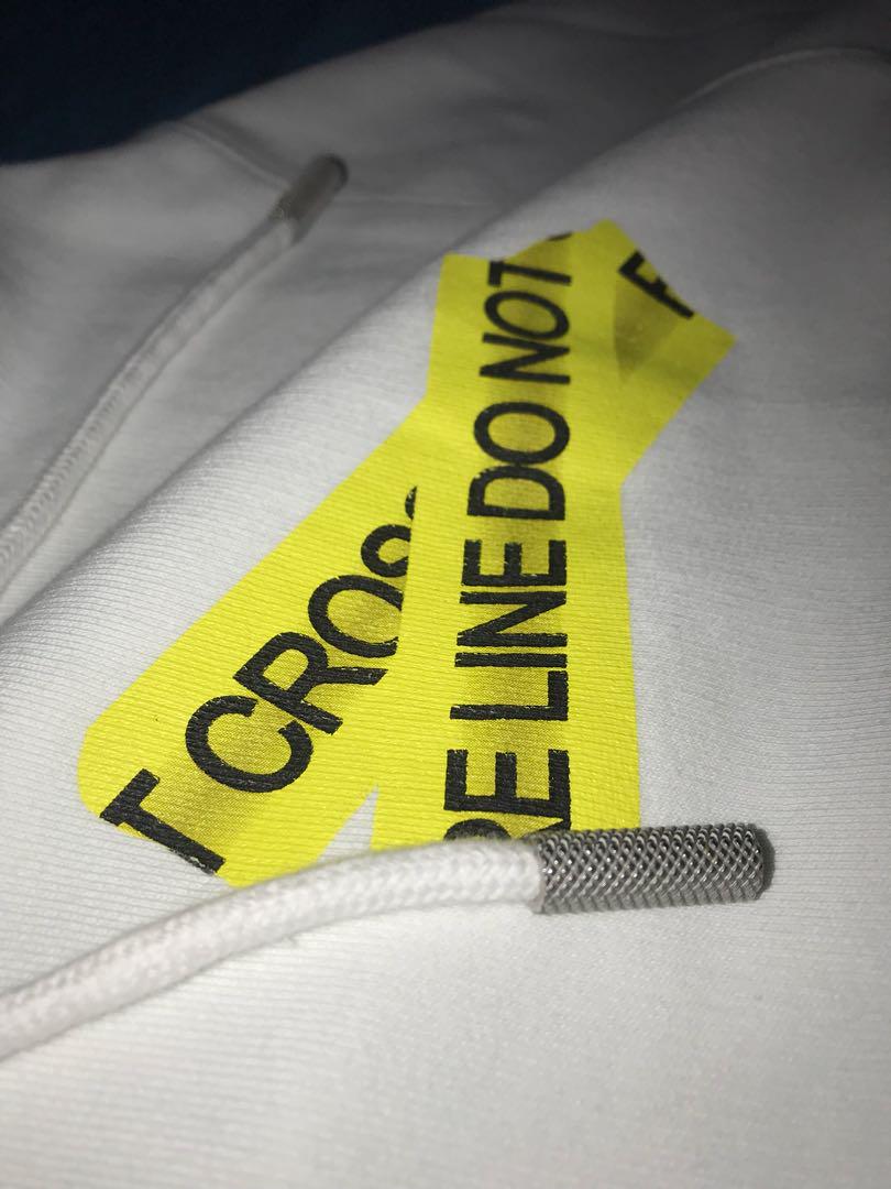 Off White Firetape Hoodie Men s Fashion Tops Sets Hoodies on Carousell