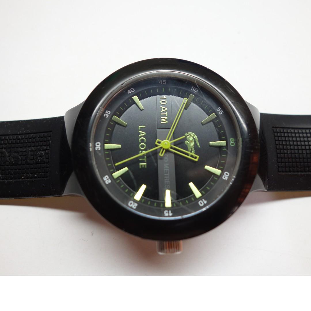 Original Authentic Lacoste 10ATM 100meter water resistance Watch with lacoste rubber strap