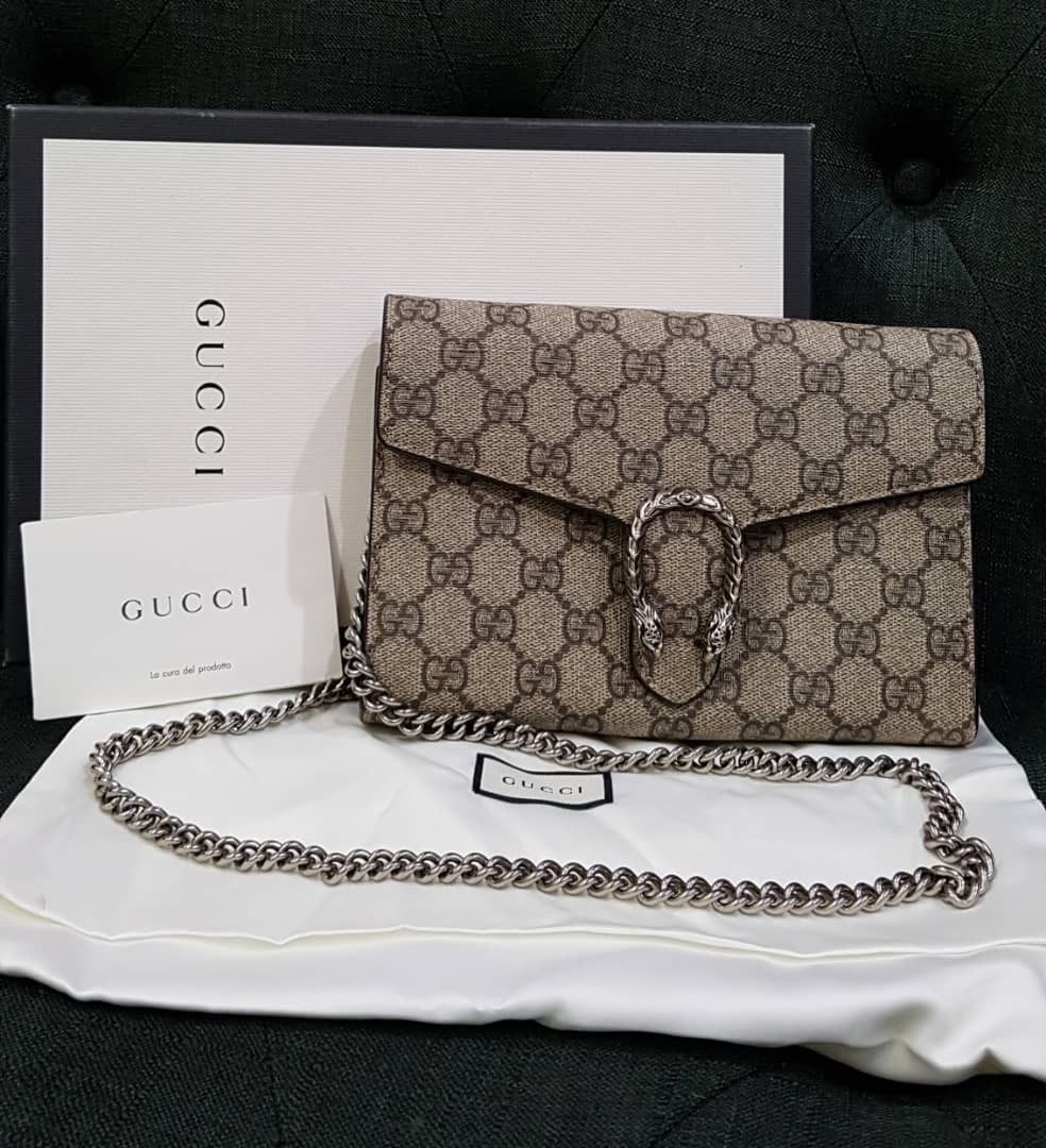 Gucci Dionysus Supreme chain wallet, Luxury, Bags & Wallets Carousell