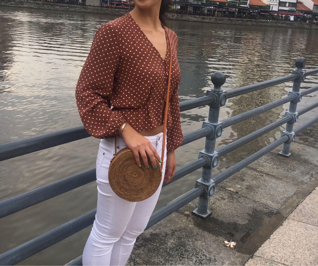 Round discount cane bag