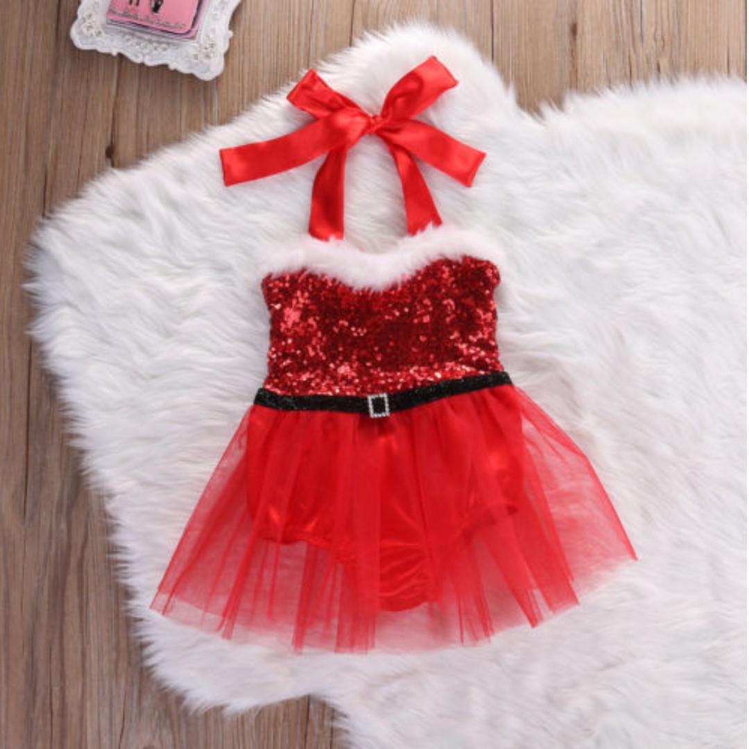 Santarina Christmas Fashion Newborn Baby Girl Santa Romper Tulle