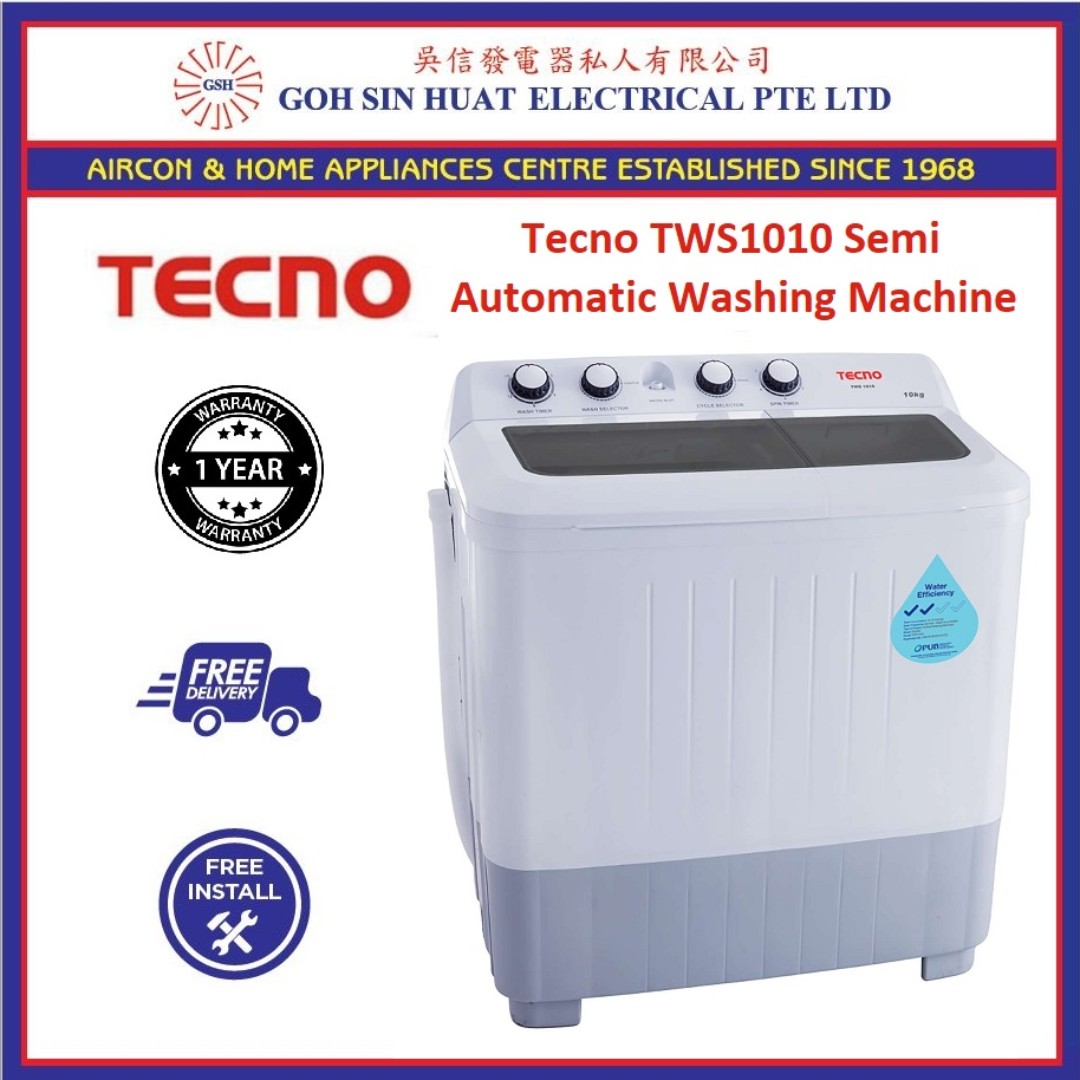 Tecno Tws1010 Semi Automatic Washing Machine 10 5kg Home Appliances Cleaning Laundry On Carousell
