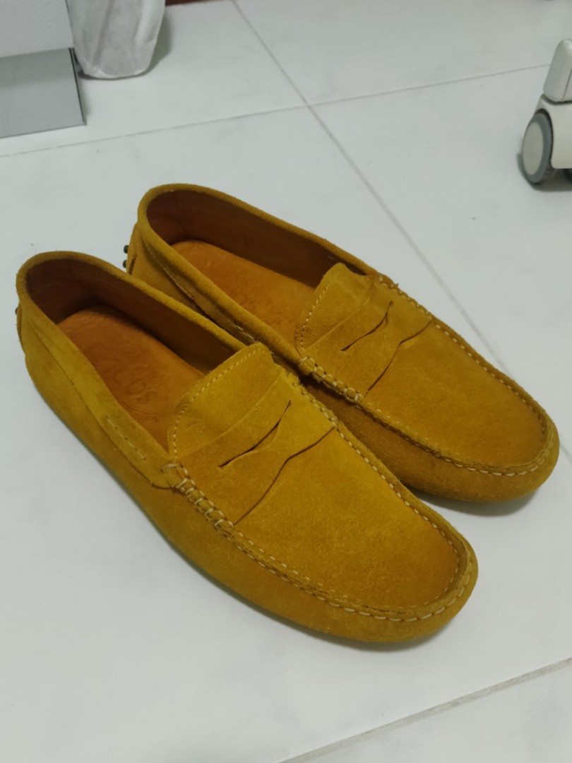 Tod's men seude loafers mustard yellow 