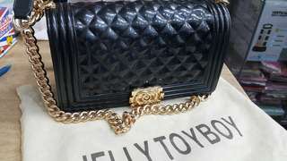 Fashion Authentic Toyboy Jelly Classic 25cm lady bag Navy Blue