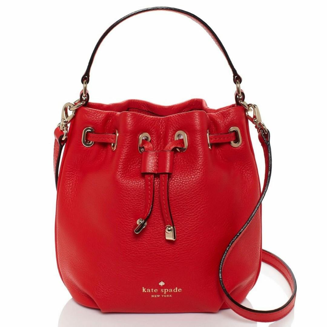 KATE SPADE NEW YORK WYATT DRAWSTRING LEATHER BUCKET BAG
