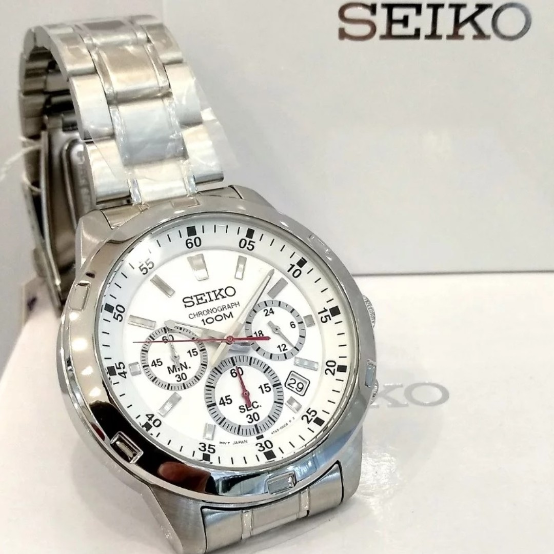 BRAND NEW Authentic Seiko Quartz Chronograph Mens Casual Watch White Dial  SKS601P1, Luxury, Watches on Carousell
