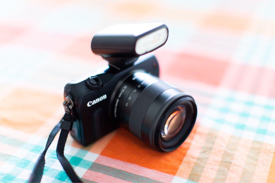 Canon EOS M + 1855mm IS STM Lens + Speedlite 90EX External Flash