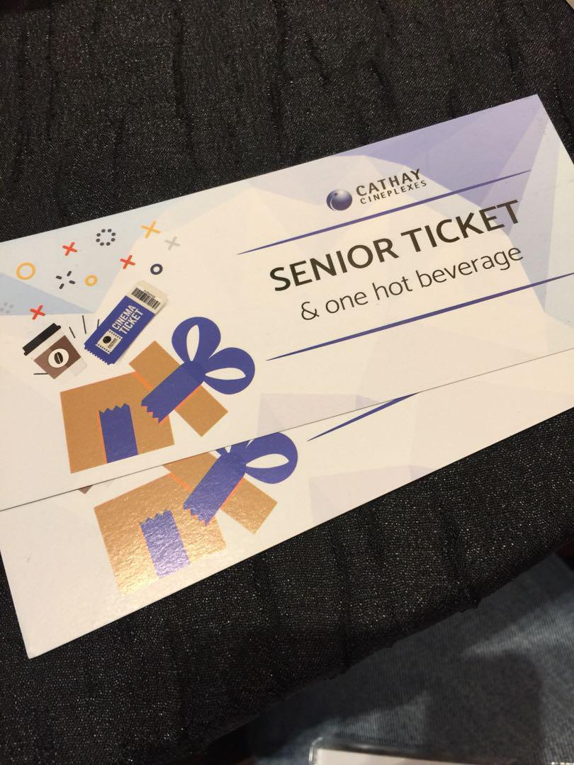 Cathay Senior Citizen movie voucher with free hot beverage, Tickets