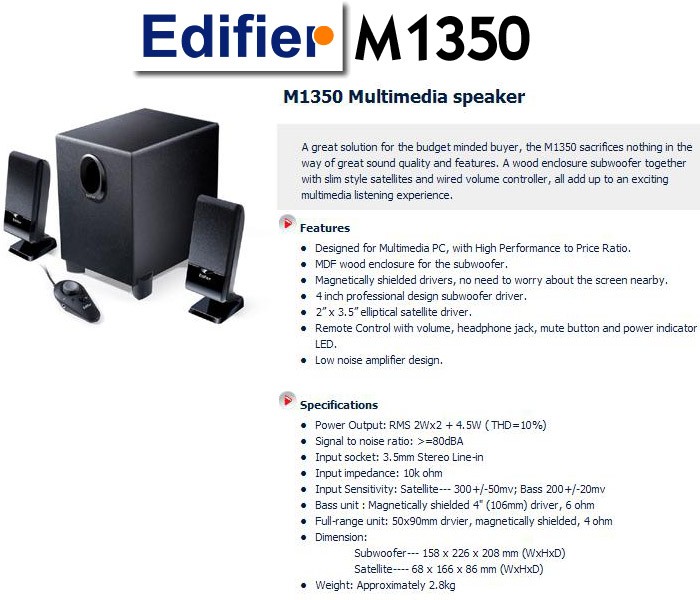Edifier M1350 2.1 Speakers Subwoofer