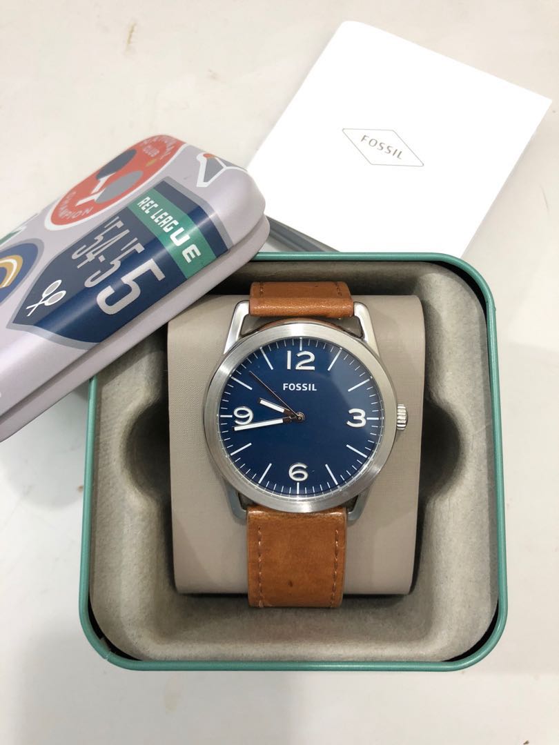 FOSSIL LEDGER THREE HAND BROWN LEATHER WATCH mcsfashion