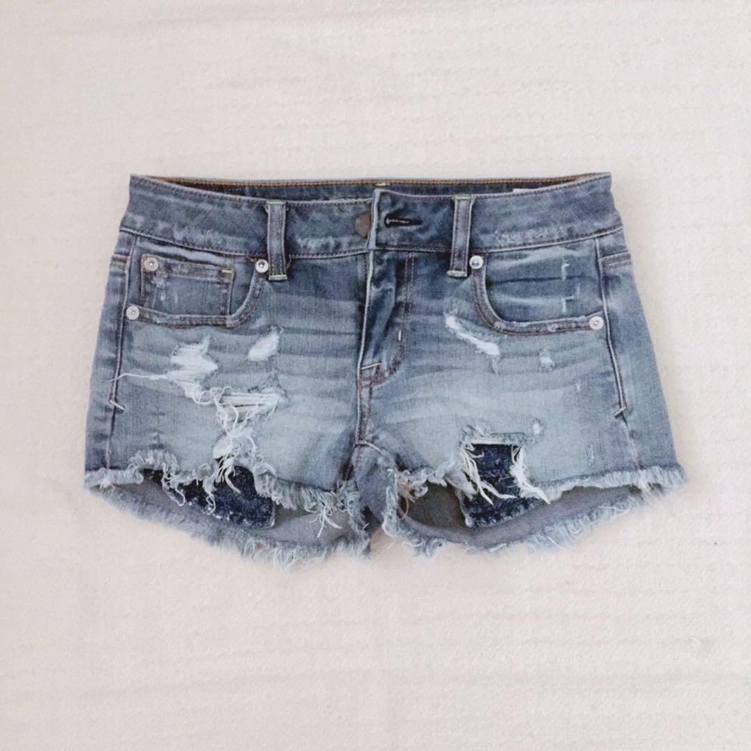 american eagle ripped jean shorts