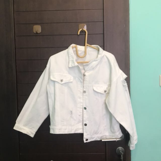 75 Model Jaket Jeans Warna Putih Gratis Terbaru