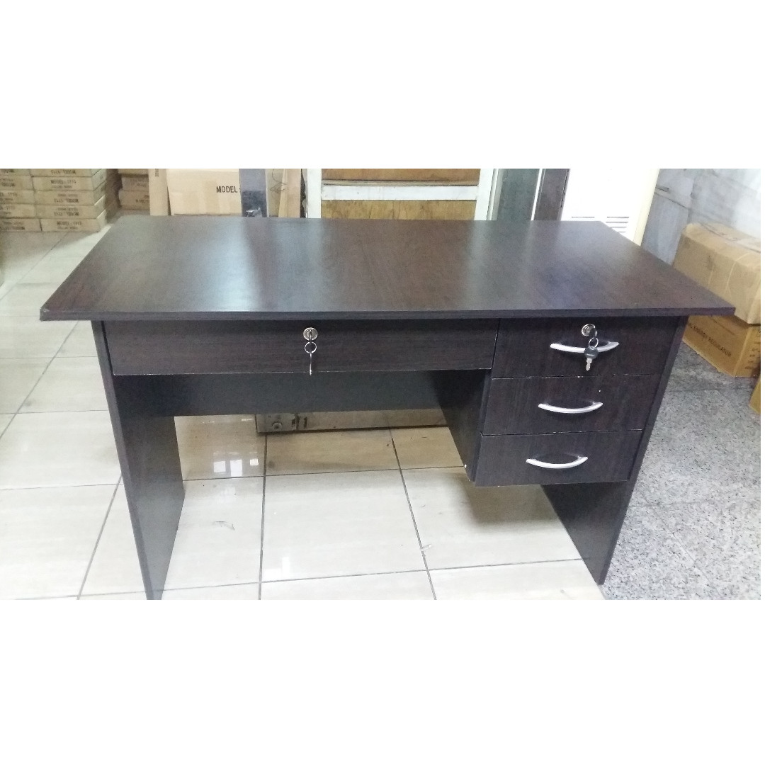 Office Table 3 drawers and Front Drawer with lock ( wenge ), Furniture