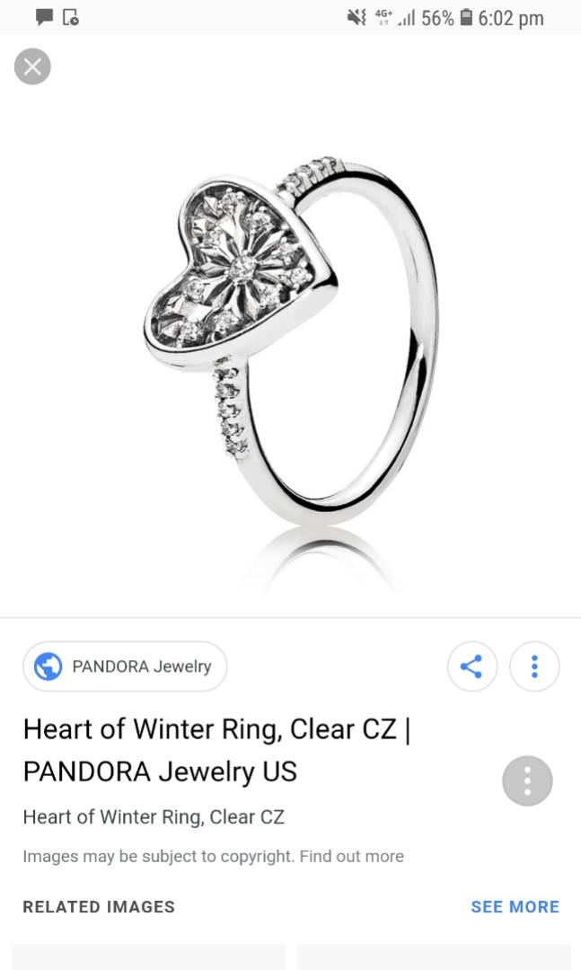 Pandora hearts of Winter ring size 52 