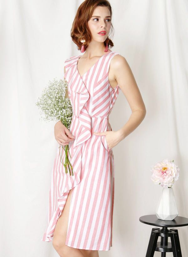 Pink Ruffle Front Dresses