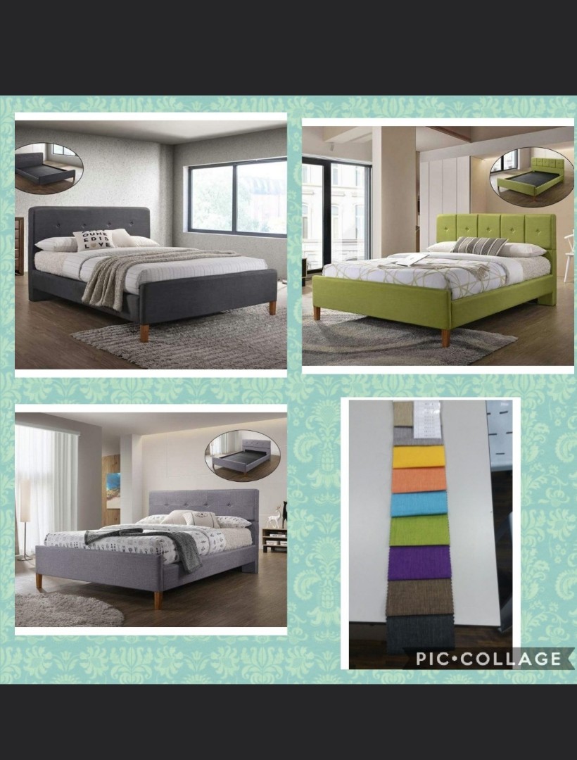 Scandinavian Fabric Queen Bed With Mattress Furniture Others On Photo