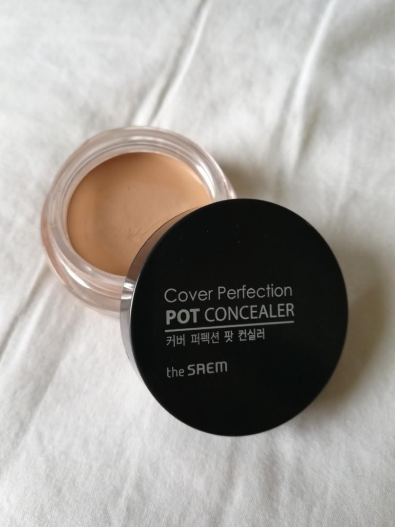 The Saem Cover Perfection Pot Concealer (Category: Makeup) located in Manila. Submitted by runedfour (Listing ID 187765548, Image 1). Description: Opened for swatching only. Bought the wrong shade..