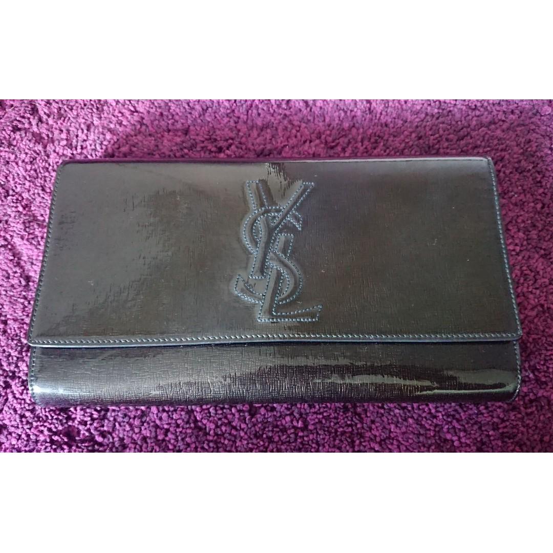 navy and silver clutch bag