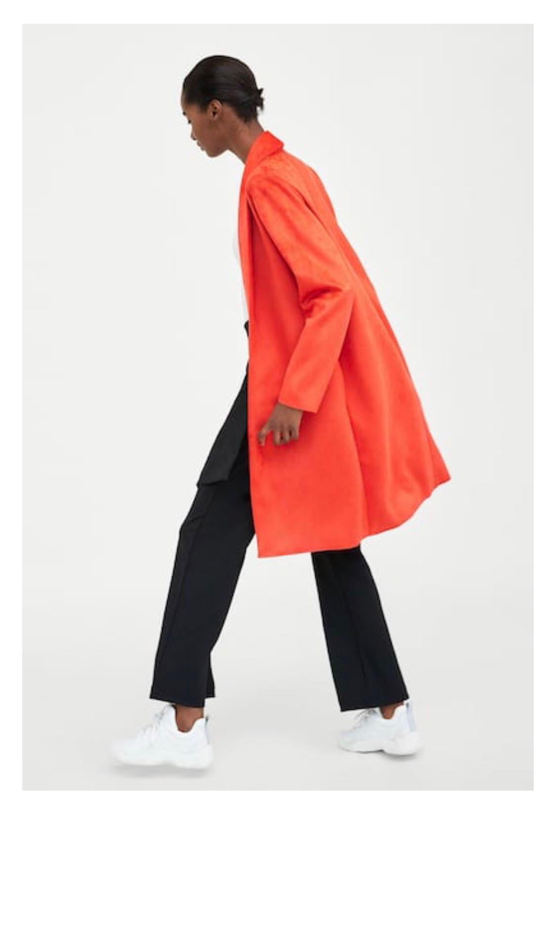 Zara faux suede coat in burnt orange 