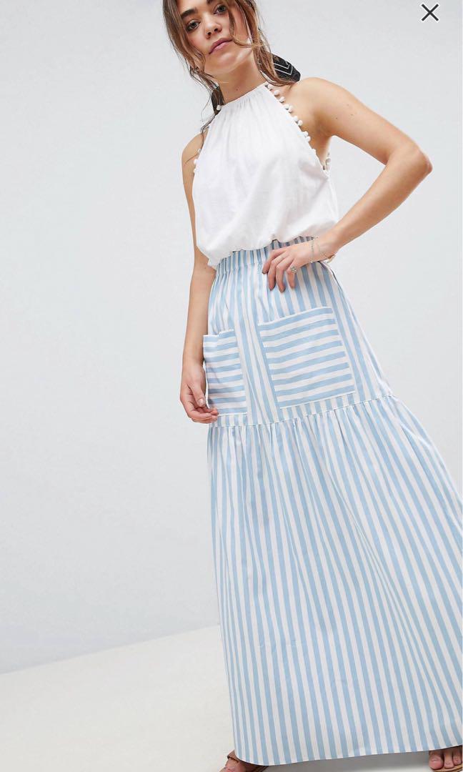 Cotton maxi skirt with pockets clearance