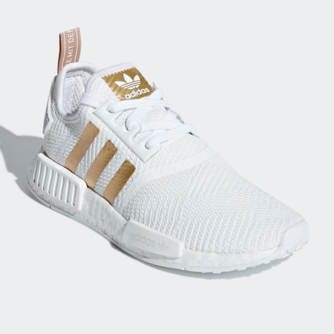 Authentic Adidas NMD R1 White / Gold, Women's Fashion, Shoes, Sneakers on  Carousell