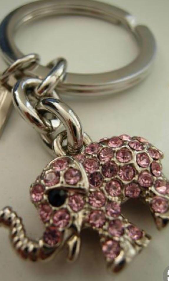 Authentic Coach Elephant Pave Pink Crystal Keychain